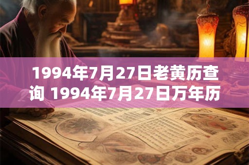 1994年7月27日老黄历查询 1994年7月27日万年历黄道吉日