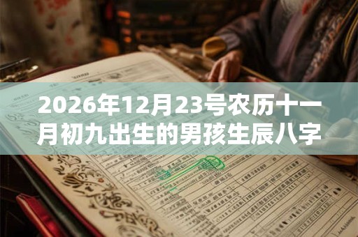 2026年12月23号农历十一月初九出生的男孩生辰八字起名
