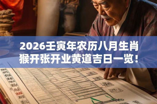 2026壬寅年农历八月生肖猴开张开业黄道吉日一览！