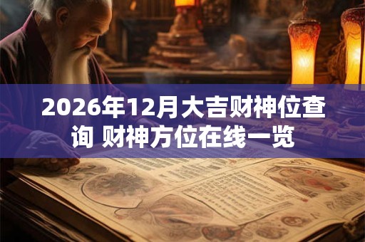 2026年12月大吉财神位查询 财神方位在线一览 2026年12月大吉财神位查询 财神方位在线一览