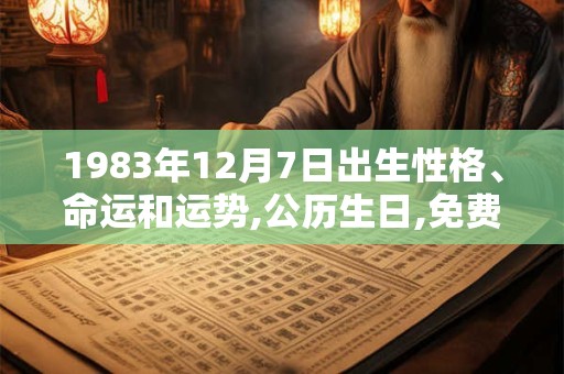 1983年12月7日出生性格、命运和运势,公历生日,免费算命