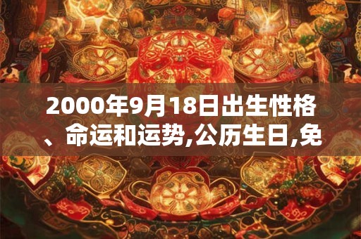 2000年9月18日出生性格、命运和运势,公历生日,免费算命