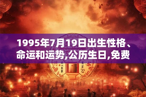 1995年7月19日出生性格、命运和运势,公历生日,免费算命 1995年7月19日出生性格、命运和运势,公历生日,免费算命