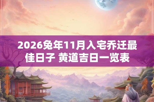 2026兔年11月入宅乔迁最佳日子 黄道吉日一览表
