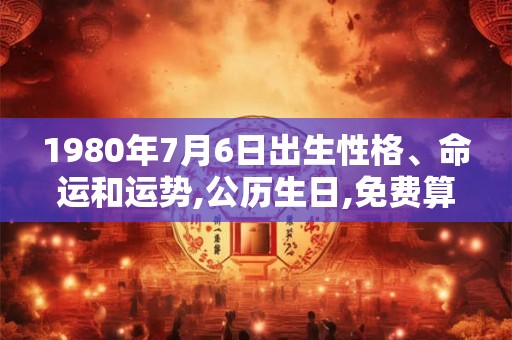 1980年7月6日出生性格、命运和运势,公历生日,免费算命 1980年7月6日出生性格、命运和运势,公历生日,免费算命