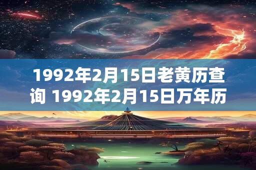 1992年2月15日老黄历查询 1992年2月15日万年历黄道吉日 1992年2月15日老黄历查询 1992年2月15日万年历黄道吉日