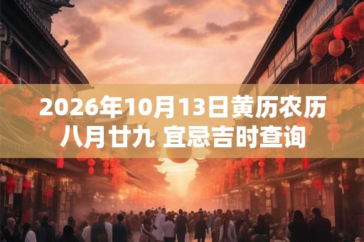 2026年10月13日黄历农历八月廿九 宜忌吉时查询