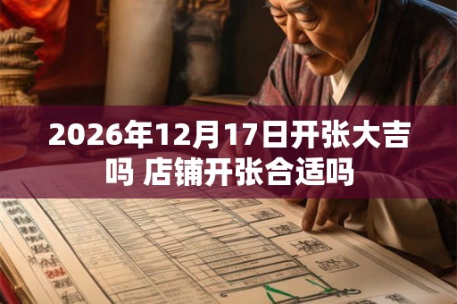 2026年12月17日开张大吉吗 店铺开张合适吗 2026年12月17日开张大吉吗 店铺开张合适吗