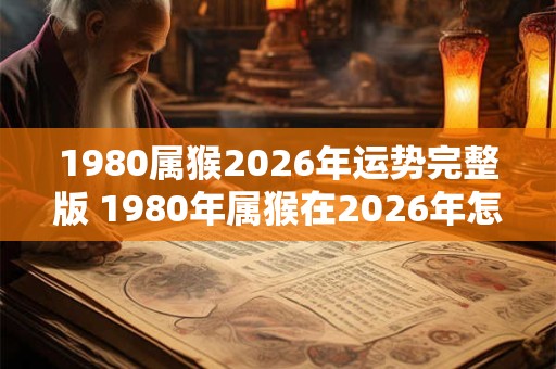 1980属猴2026年运势完整版 1980年属猴在2026年怎么样