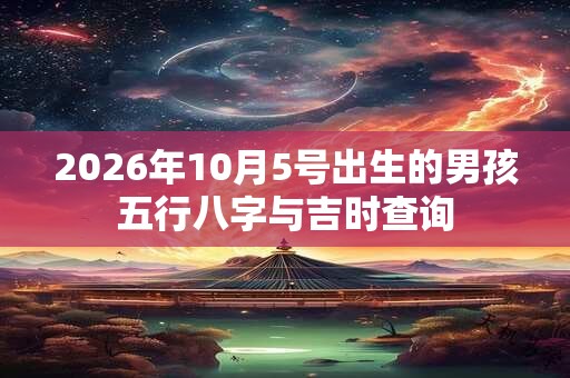 2026年10月5号出生的男孩五行八字与吉时查询
