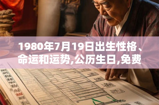 1980年7月19日出生性格、命运和运势,公历生日,免费算命 1980年7月19日出生性格、命运和运势,公历生日,免费算命