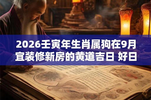 2026壬寅年生肖属狗在9月宜装修新房的黄道吉日 好日子一览表 2026壬寅年生肖属狗在9月宜装修新房的黄道吉日 好日子一览表