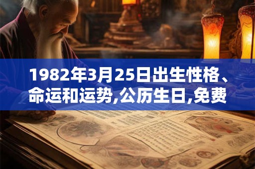 1982年3月25日出生性格、命运和运势,公历生日,免费算命
