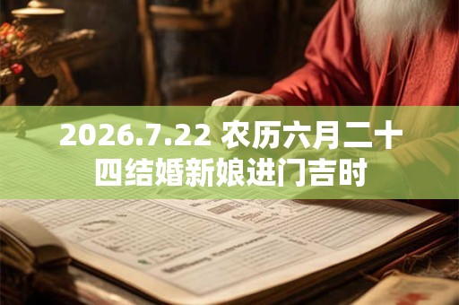 2026.7.22 农历六月二十四结婚新娘进门吉时