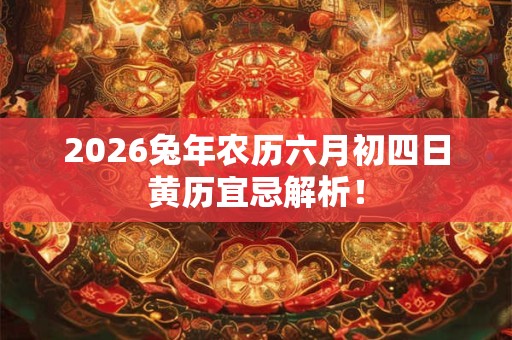 2026兔年农历六月初四日黄历宜忌解析! 2026兔年农历六月初四日黄历宜忌解析!