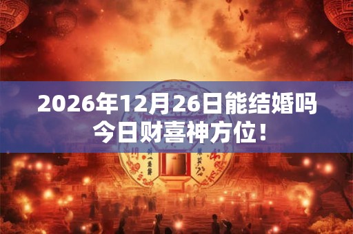 2026年12月26日能结婚吗 今日财喜神方位！