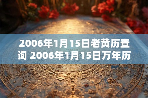 2006年1月15日老黄历查询 2006年1月15日万年历黄道吉日