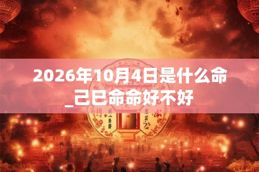 2026年10月4日是什么命_己巳命命好不好 2026年10月4日是什么命_己巳命命好不好