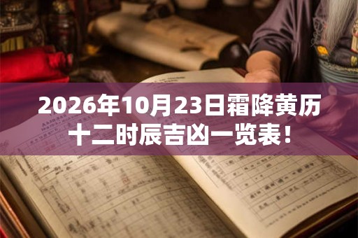 2026年10月23日霜降黄历十二时辰吉凶一览表！