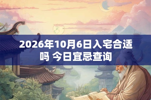 2026年10月6日入宅合适吗 今日宜忌查询