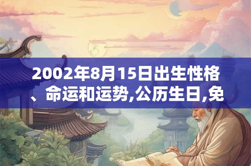 2002年8月15日出生性格、命运和运势,公历生日,免费算命