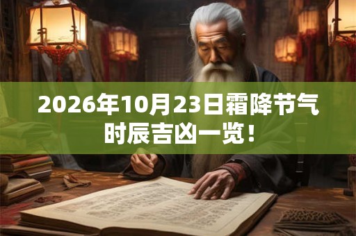2026年10月23日霜降节气时辰吉凶一览！
