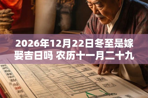 2026年12月22日冬至是嫁娶吉日吗 农历十一月二十九日子如何 2026年12月22日冬至是嫁娶吉日吗 农历十一月二十九日子如何