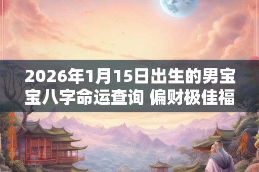 2026年1月15日出生的男宝宝八字命运查询 偏财极佳福气满满