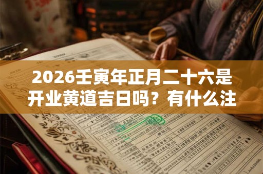 2026壬寅年正月二十六是开业黄道吉日吗？有什么注意事项？