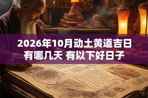 2026年10月动土黄道吉日有哪几天 有以下好日子