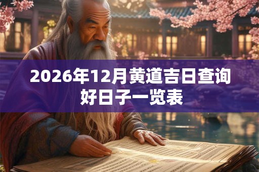 2026年12月黄道吉日查询 好日子一览表