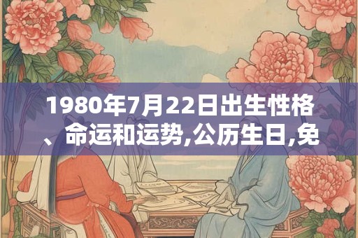 1980年7月22日出生性格、命运和运势,公历生日,免费算命