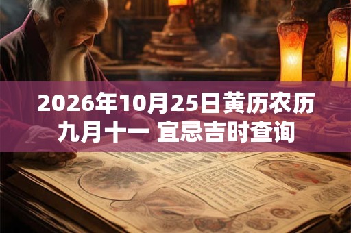 2026年10月25日黄历农历九月十一 宜忌吉时查询