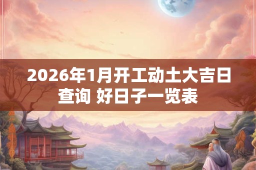 2026年1月开工动土大吉日查询 好日子一览表