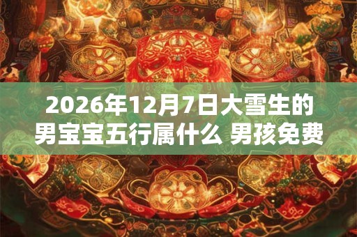 2026年12月7日大雪生的男宝宝五行属什么 男孩免费八字起名
