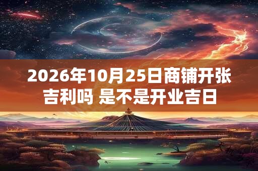 2026年10月25日商铺开张吉利吗 是不是开业吉日 2026年10月25日商铺开张吉利吗 是不是开业吉日