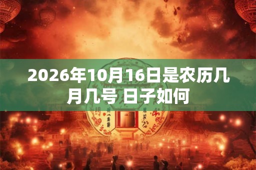 2026年10月16日是农历几月几号 日子如何 2026年10月16日是农历几月几号 日子如何