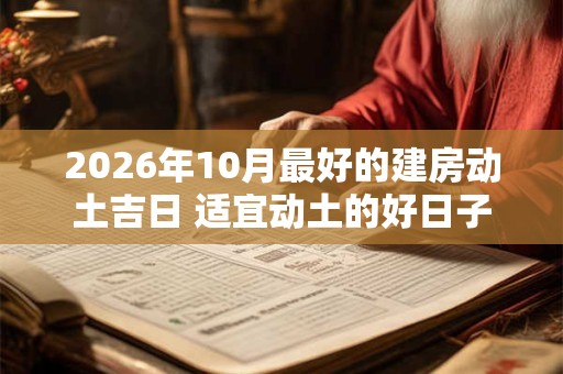2026年10月最好的建房动土吉日 适宜动土的好日子