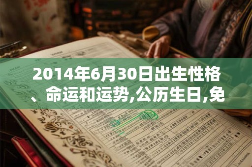 2014年6月30日出生性格、命运和运势,公历生日,免费算命