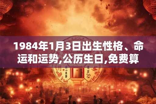 1984年1月3日出生性格、命运和运势,公历生日,免费算命 1984年1月3日出生性格、命运和运势,公历生日,免费算命