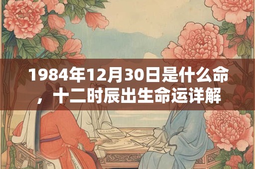 1984年12月30日是什么命，十二时辰出生命运详解