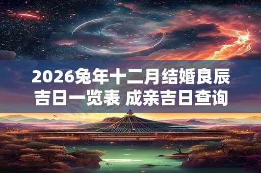 2026兔年十二月结婚良辰吉日一览表 成亲吉日查询