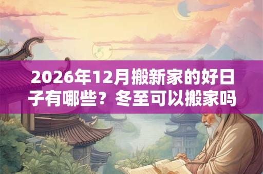 2026年12月搬新家的好日子有哪些？冬至可以搬家吗？
