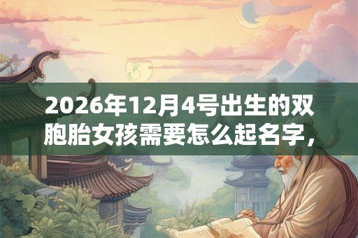 2026年12月4号出生的双胞胎女孩需要怎么起名字，五行属什么？