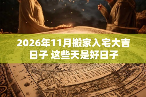 2026年11月搬家入宅大吉日子 这些天是好日子