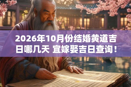 2026年10月份结婚黄道吉日哪几天 宜嫁娶吉日查询！