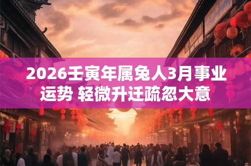 2026壬寅年属兔人3月事业运势 轻微升迁疏忽大意