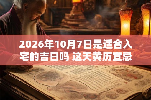 2026年10月7日是适合入宅的吉日吗 这天黄历宜忌 2026年10月7日是适合入宅的吉日吗 这天黄历宜忌