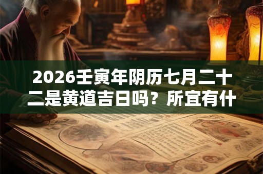 2026壬寅年阴历七月二十二是黄道吉日吗？所宜有什么