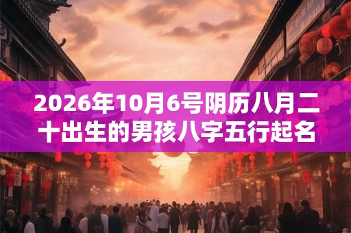 2026年10月6号阴历八月二十出生的男孩八字五行起名字